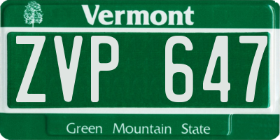 VT license plate ZVP647