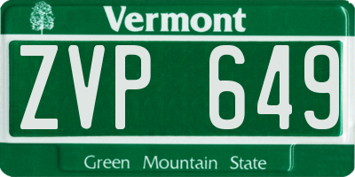 VT license plate ZVP649