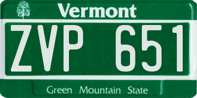 VT license plate ZVP651