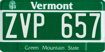 VT license plate ZVP657
