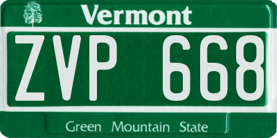 VT license plate ZVP668