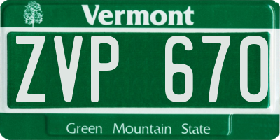VT license plate ZVP670