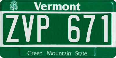VT license plate ZVP671