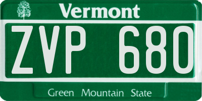 VT license plate ZVP680