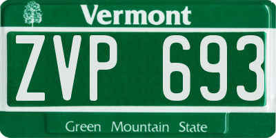 VT license plate ZVP693
