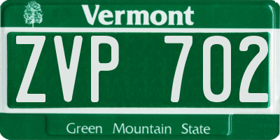 VT license plate ZVP702