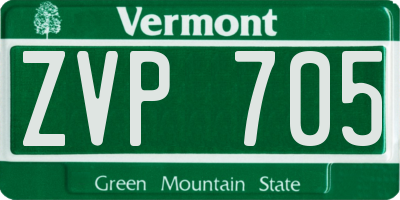 VT license plate ZVP705