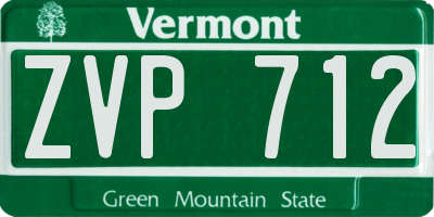 VT license plate ZVP712