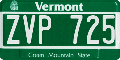 VT license plate ZVP725