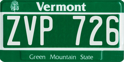 VT license plate ZVP726