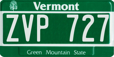VT license plate ZVP727