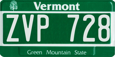 VT license plate ZVP728
