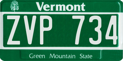 VT license plate ZVP734