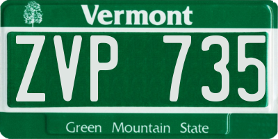 VT license plate ZVP735