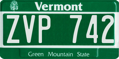 VT license plate ZVP742