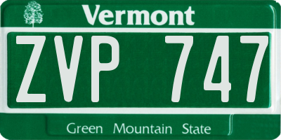 VT license plate ZVP747