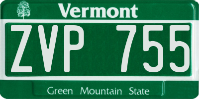 VT license plate ZVP755