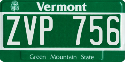 VT license plate ZVP756