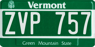 VT license plate ZVP757