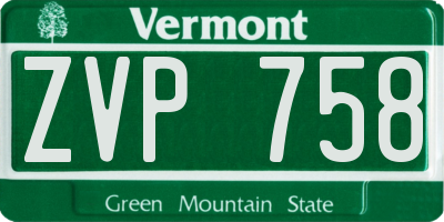 VT license plate ZVP758