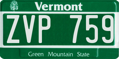 VT license plate ZVP759
