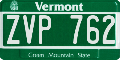VT license plate ZVP762