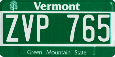 VT license plate ZVP765