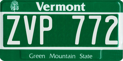 VT license plate ZVP772