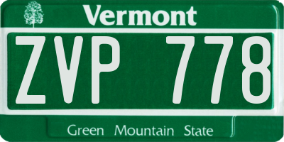 VT license plate ZVP778