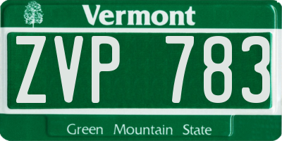 VT license plate ZVP783