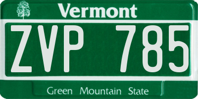 VT license plate ZVP785