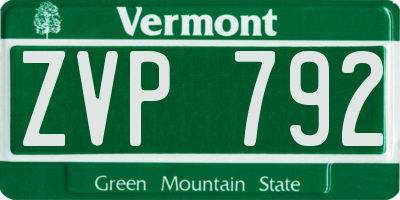 VT license plate ZVP792