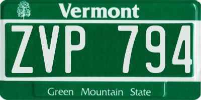 VT license plate ZVP794