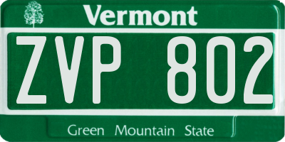 VT license plate ZVP802