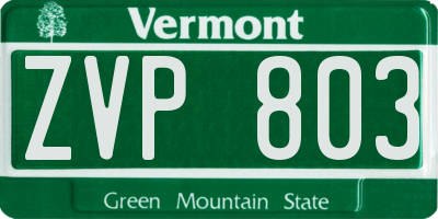 VT license plate ZVP803