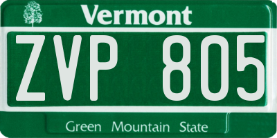 VT license plate ZVP805