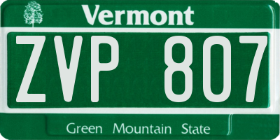 VT license plate ZVP807