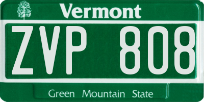 VT license plate ZVP808