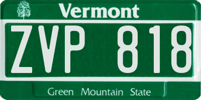 VT license plate ZVP818