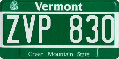 VT license plate ZVP830