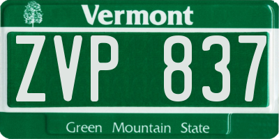 VT license plate ZVP837