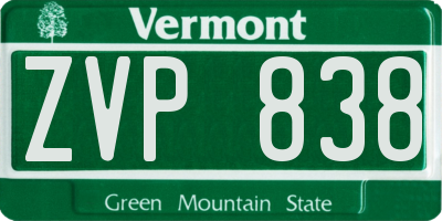 VT license plate ZVP838