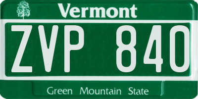 VT license plate ZVP840