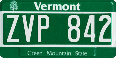 VT license plate ZVP842