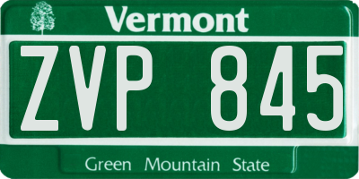 VT license plate ZVP845