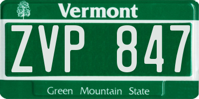 VT license plate ZVP847