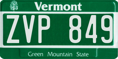 VT license plate ZVP849