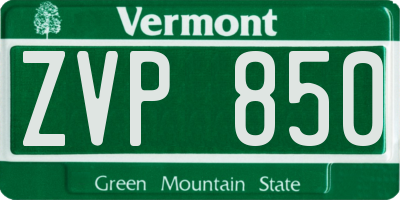 VT license plate ZVP850