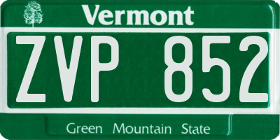 VT license plate ZVP852