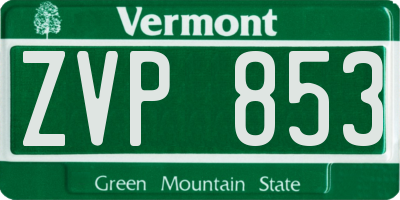 VT license plate ZVP853
